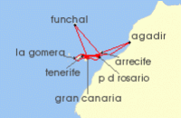 Cruise itinerary map for AIDA 14 Nacht Grose Kanaren-Reise mit Madeira & Marokko (124208)