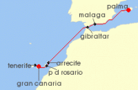Cruise itinerary map for Marella Cruises 8 Night Canarian Classics 1 (124464)