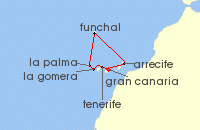 Cruise itinerary map for Marella Cruises 7 Night Atlantic Islands (137980)