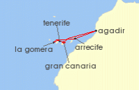 Cruise itinerary map for TUI Cruises 7 Nachte - Kanaren Mit Marokko - Ab/Bis Las Palmas (138356)