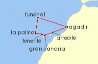 Cruise itinerary map for Marella Cruises 7 Night Canarian Flavours (137892)