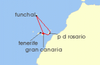 Cruise itinerary map for AIDA 7 Nacht Kanaren & Madeira (108060)