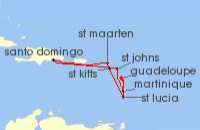 Cruise itinerary map for Costa Cruises 8 Night Caribbean from Guadeloupe (136638)