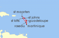 Cruise itinerary map for MSC Cruises 7 Night Southern Caribbean (133446)