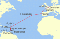 Cruise itinerary map for CFC Croisieres 20 Nuit Dans le sillage de Christophe Colomb (130504)
