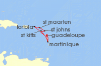 Cruise itinerary map for MSC Cruises 7 Night Southern Caribbean (134305)