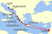Cruise itinerary map for Mano Maritime 11 Night Greece (138218)