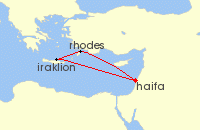 Cruise itinerary map for Mano Maritime 4 Night Greece (124439)