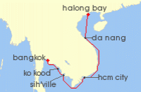 Cruise itinerary map for Windstar Cruises 10 Night Vietnam & Cambodia Revealed (130966)