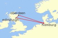 Cruise itinerary map for AIDA 5 Nacht Kurzreise nach Schottland ab Hamburg (123000)