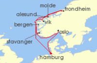 Cruise itinerary map for MSC Cruises 11 Night Northern Europe (111048)