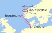 Cruise itinerary map for TUI Cruises 7 Nachte - Norwegens Fjordwelten - Ab/Bis Hamburg (141287)