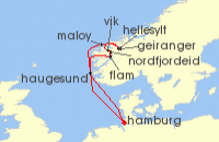 Cruise itinerary map for Costa Cruises 9 Night Northern Europe & Fjords from Hamburg (141576)