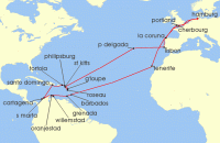 Cruise itinerary map for AIDA 43 Nacht Grose Winterpause Karibik mit Kolumbien (118067)