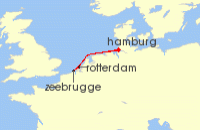 Cruise itinerary map for AIDA 5 Nacht Kurzreise nach Niederlande & Belgien ab Hamburg (139227)