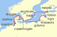 Cruise itinerary map for Phoenix Reisen 16 Nacht Mare Baltikum fur Genieser (128394)