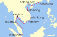 Cruise itinerary map for Norwegian Cruise Line 12 Night Asia from Hong Kong to Singapore: Thailand & Philippines (133067)