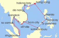 Cruise itinerary map for Holland America Line 28 Night Far East Discovery, Vietnam, Thailand & Cambodia (139349)