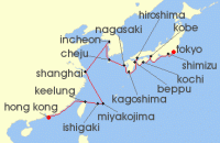 Cruise itinerary map for Regent Seven Seas Cruises 21 Night Folk Traditions & Festivals Hong Kong To Tokyo (136404)