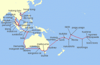 Cruise itinerary map for Oceania Cruises 68 Night Southern Seas Navigator Hong Kong to Papeete (138748)