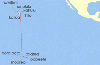 Cruise itinerary map for Norwegian Cruise Line 12 Night South Pacific from Honolulu to Papeete: Kauai, Maui & Kona (120343)