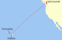 Cruise itinerary map for Celebrity Cruises 8 Night Hawaii (124954)
