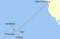 Cruise itinerary map for Silversea Cruises 11 Night Honolulu, Oahu, Hawaii To Vancouver (134602)