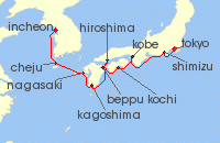 Cruise itinerary map for Regent Seven Seas Cruises 11 Night Sakura & Samurai Seoul (Incheon) To Tokyo (136371)