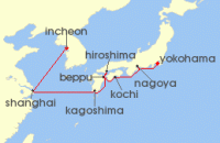 Cruise itinerary map for Oceania Cruises 10 Night Rickshaws & Ramen Seoul to Tokyo (138580)