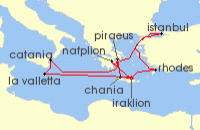 Cruise itinerary map for TUI Cruises 14 Nachte - Griechenland Intensiv Mit Istanbul - Ab/Bis Heraklion (141964)