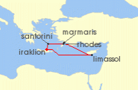 Cruise itinerary map for TUI Cruises 7 Nachte - Ostliches Mittelmeer Mit Rhodos - Ab/Bis Heraklion (102615)