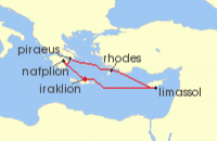 Cruise itinerary map for TUI Cruises 7 Nachte - Zauberhafte Inseln - Ab/Bis Heraklion (141944)
