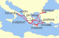 Cruise itinerary map for TUI Cruises 14 Nachte - Fruhsommer Im Ostlichen Mittelmeer - Ab/Bis Heraklion (141936)