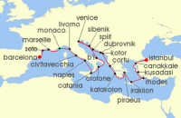 Cruise itinerary map for Viking Cruises 28 Night Mediterraneans Iconic Shores (137807)