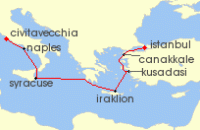 Cruise itinerary map for Explora Journeys 7 Night A Journey through Istanbuls Cosmopolitan Vibrancy to Romes Timeless Wonders (142021)