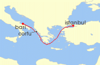 Cruise itinerary map for MSC Cruises 3 Night Mediterranean (122958)