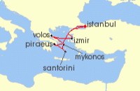 Cruise itinerary map for Costa Cruises 7 Night Mediterranean from Istanbul (128079)