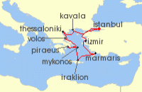 Cruise itinerary map for Regent Seven Seas Cruises 12 Night Spring In The Aegean Istanbul To Istanbul (123693)