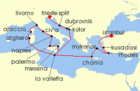 Cruise itinerary map for Princess Cruises 21 Night The Best of the Mediterranean (135298)