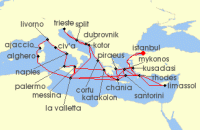 Cruise itinerary map for Princess Cruises 42 Night The Best of the Mediterranean (135297)