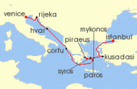 Cruise itinerary map for Explora Journeys 11 Night A Journey through Iconic Cityscapes & Mesmerising Marvels (143459)