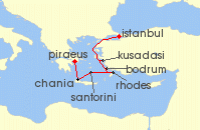 Cruise itinerary map for Royal Caribbean Cruises 7 Night Greek Isles & Turkey Cruise (140180)