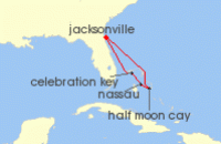 Cruise itinerary map for Carnival Cruises 6 Night The Bahamas (126012)