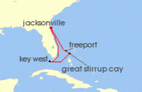 Cruise itinerary map for Norwegian Cruise Line 5 Night Bahamas Round-trip Jacksonville: Great Stirrup Cay & Key West (134483)