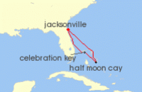 Cruise itinerary map for Carnival Cruises 5 Night The Bahamas (113240)