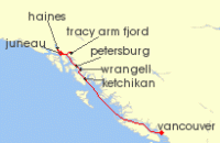 Cruise itinerary map for Windstar Cruises 8 Night James Beard Foundation: Scenic Alaska (130242)