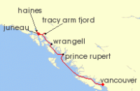 Cruise itinerary map for Windstar Cruises 7 Night Scenic Alaska (131197)