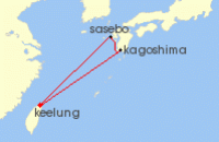 Cruise itinerary map for Costa Cruises 5 Night Asia from Keelung / Taipei (135690)