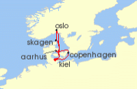 Cruise itinerary map for AIDA 7 Nacht Skandinavische Highlights ab Kiel (138914)