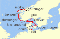 Cruise itinerary map for AIDA 14 Nacht Grose Skandinavien-Reise ab Kiel 1 (134676)